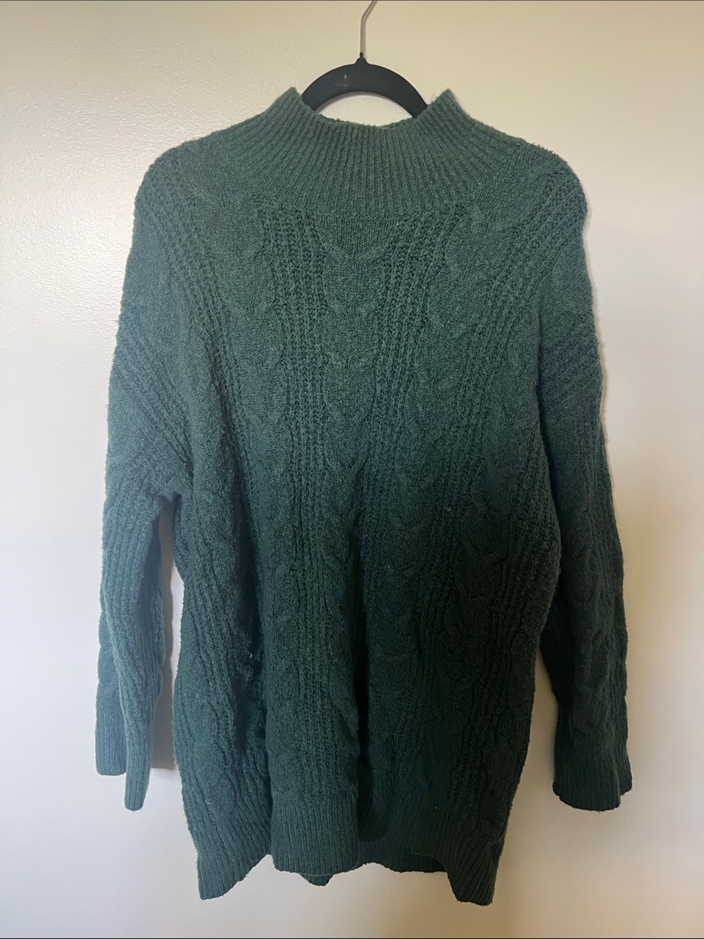 Knox Rose Forest Green Cable Mock Neck Sweater